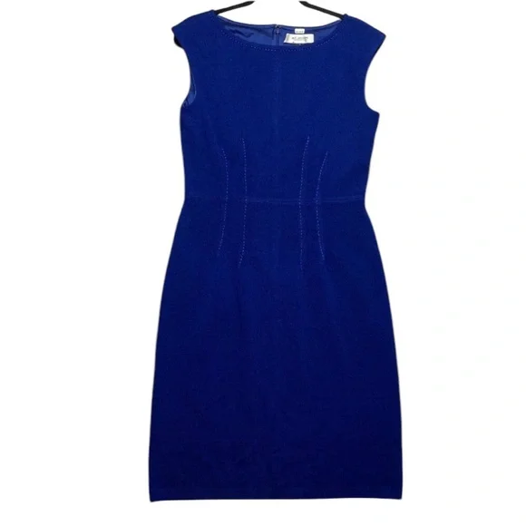 St. John Blue Sheath Dress Crew Neck Midi - Picture 1 of 9